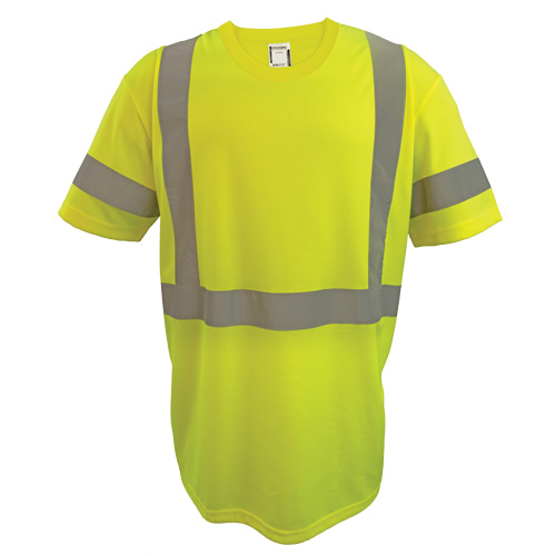 Short Sleeve Safety T-Shirt, Polyester, 2X-Large, High Visibility Lime-Yellow R.M.G. Prévention