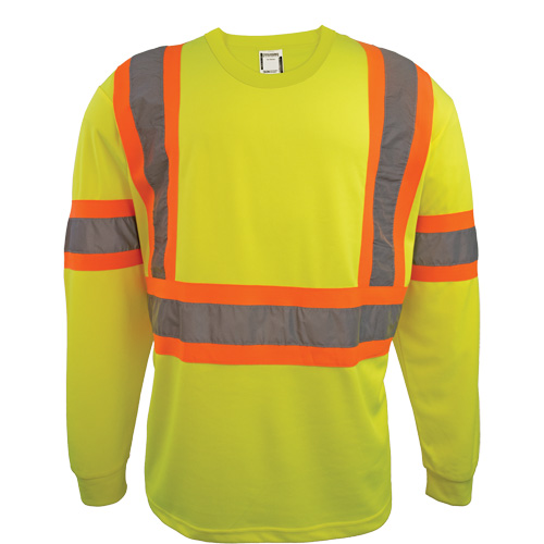Long Sleeve Safety Shirt, Polyester, 2X-Large, High Visibility Lime-Yellow R.M.G. Prévention