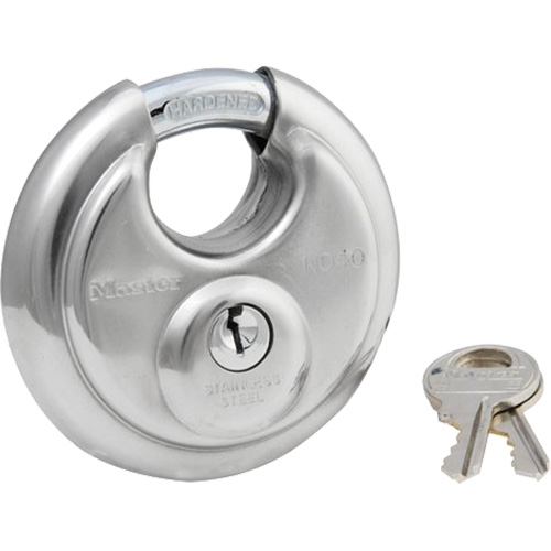 Cadenas &agrave; arceau prot&eacute;g&eacute;, Argent, Cl&eacute;s diff&eacute;rentes, Acier inoxydable, Largeur de 2-3/4" R.M.G. Prévention