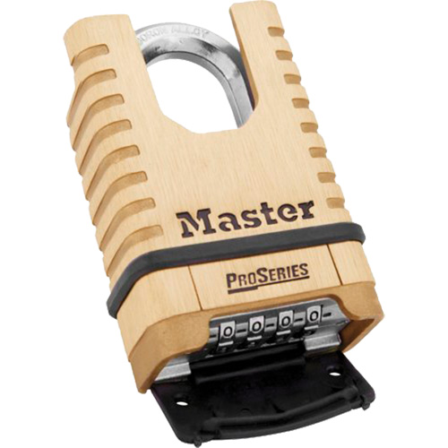 ProSeries&reg; Shrouded Combination Padlock, Brass, Solid Brass, 2-1/4" Width R.M.G. Prévention