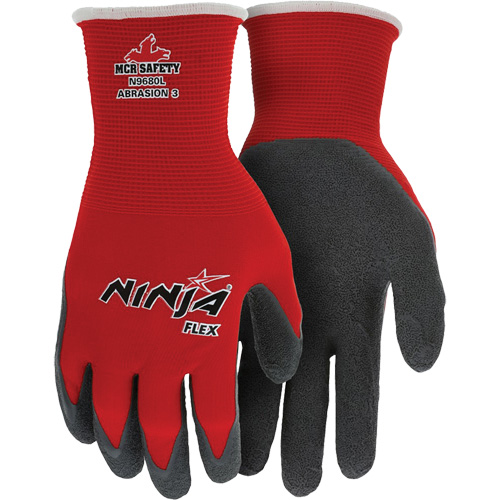 Ninja&reg; Flex Coated Gloves, Large, Rubber Latex Coating, 15 Gauge, Nylon Shell R.M.G. Prévention