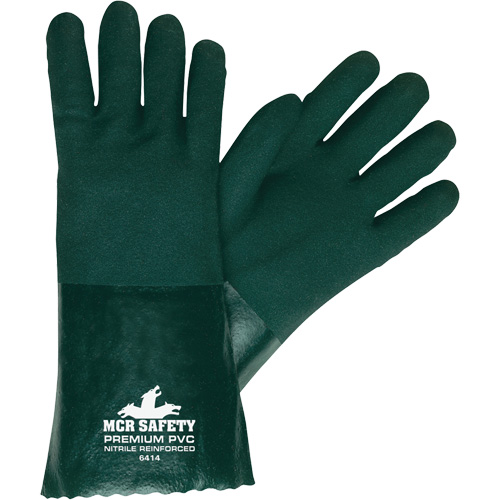 Chemical Resistant Gloves, Size Large, 14" L, PVC, Jersey Inner Lining R.M.G. Prévention