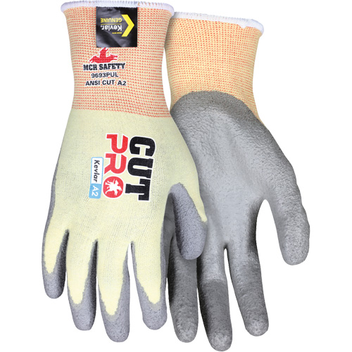 Gants enduits r&eacute;sistant &agrave; la coupe Cut Pro, Taille Moyen, Calibre 15, Rev&ecirc;tement Polyur&eacute;thane, Enveloppe en Kevlar, ASTM ANSI niveau A2 R.M.G. Prévention