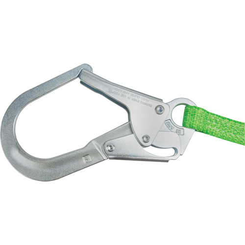Miller&reg; HP Shock-Absorbing Lanyard, 4', Locking Rebar Hook Center, Locking Snap Hook Leg Ends, Polyester R.M.G. Prévention