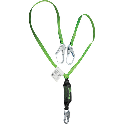 Miller&reg; HP Shock-Absorbing Lanyard, 6', Locking Rebar Hook Center, Locking Snap Hook Leg Ends, Polyester R.M.G. Prévention