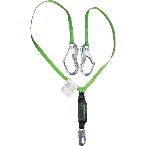 Miller&reg; HP Shock-Absorbing Lanyard, 6', Locking Rebar Hook Center, Locking Snap Hook Leg Ends, Polyester R.M.G. Prévention