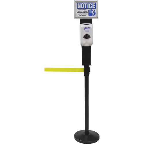 Porte-distributeur/enseigne pour poteaux de barri&egrave;re pour le contr&ocirc;le des foules, Noir R.M.G. Prévention