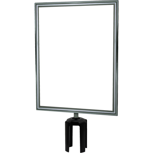 Porte-enseigne vertical robuste avec adaptateur pour poteaux Tensabarrier, Chrome poli R.M.G. Prévention