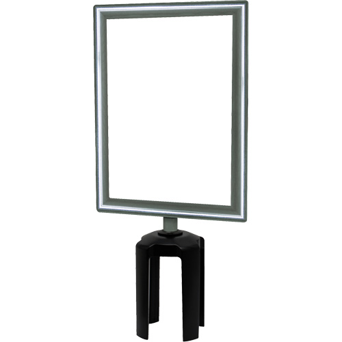 Porte-enseigne vertical robuste avec adaptateur pour poteaux Tensabarrier, Chrome poli R.M.G. Prévention