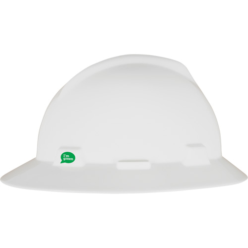 Casque de s&eacute;curit&eacute; &agrave; bord complet V-Gard GREEN avec fentes, R&eacute;pond aux normes CSA type 1, Suspension Rochet R.M.G. Prévention