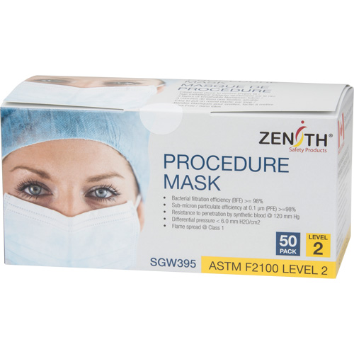 Disposable Procedure Face Masks, ASTM F2100 Level 2, Class 1 R.M.G. Prévention