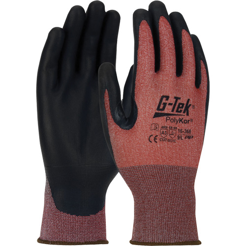 Gants r&eacute;sistants aux coupures G-Tek PolyKor X7 Neuroma, Petit, Calibre 18, Rev&ecirc;tement Polyur&eacute;thane, ASTM ANSI niveau A3/EN 388 niveau C R.M.G. Prévention