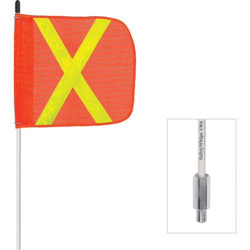 Safety Whip&reg; Non-Powered Heavy-Duty Fibreglass Whip, Threaded Mount, 6' High, Orange with Reflective R.M.G. Prévention