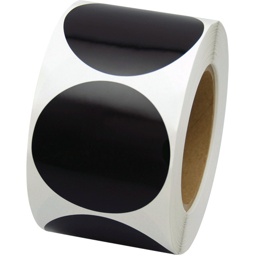 Pastilles de marquage color&eacute;es, Cercle, 3" lo x 3" la, Noir, Vinyle R.M.G. Prévention