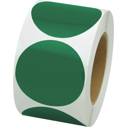 Pastilles de marquage color&eacute;es, Cercle, 3" lo x 3" la, Vert, Vinyle R.M.G. Prévention