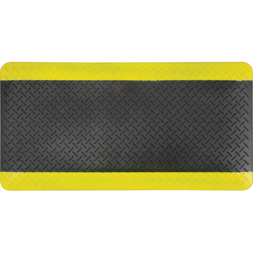 Tapis antifatigue, Losange, 1-2/3' x 3-1/4' x 3/4", Noir/Jaune, Polyur&eacute;thane R.M.G. Prévention