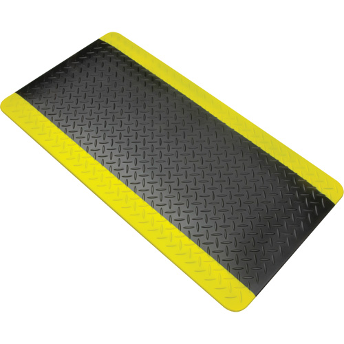 Tapis antifatigue, Losange, 1-2/3' x 3-1/4' x 3/4", Noir/Jaune, Polyur&eacute;thane R.M.G. Prévention