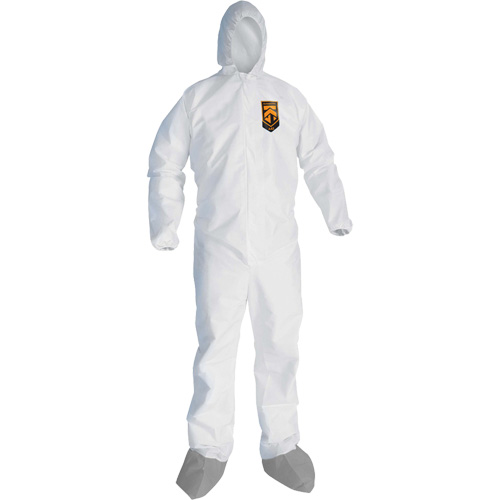 KleenGuardA45 Liquid & Particle Protection Coveralls with Anti-Slip Shoe, Large, Grey/White, Microporous R.M.G. Prévention