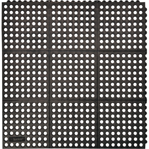 Tapis antifatigue &agrave; imbrication Cushion-Ease 550, &agrave; fentes, 3' x 3' x 3/4", Noir, Caoutchouc R.M.G. Prévention