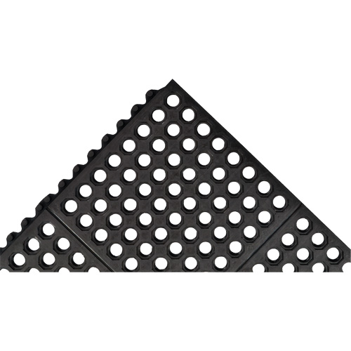 Tapis antifatigue &agrave; imbrication Cushion-Ease 550, &agrave; fentes, 3' x 3' x 3/4", Noir, Caoutchouc R.M.G. Prévention