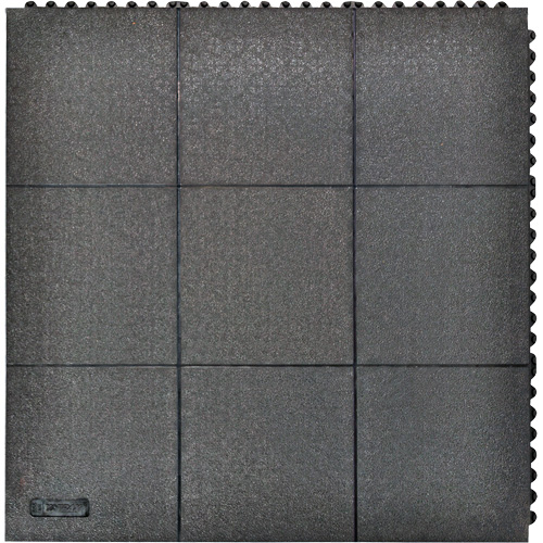 Tapis antifatigue &agrave; imbrication Cushion-Ease, Rugueux, 3' x 3' x 3/4", Noir, Caoutchouc naturel R.M.G. Prévention
