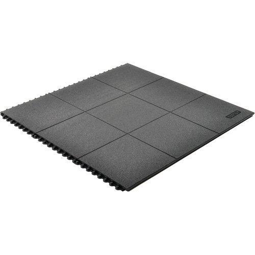 Tapis antifatigue &agrave; imbrication Cushion-Ease, Rugueux, 3' x 3' x 3/4", Noir, Caoutchouc naturel R.M.G. Prévention