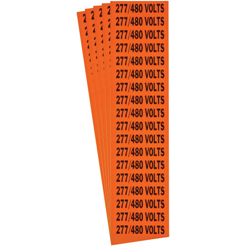 "277/480 Volts" Conduit & Voltage Labels, 1/2" x 2-1/4", Cloth/Vinyl, English R.M.G. Prévention