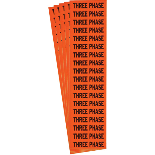 "Three Phase" Conduit & Voltage Labels, 1/2" x 2-1/4", Cloth/Vinyl, English R.M.G. Prévention