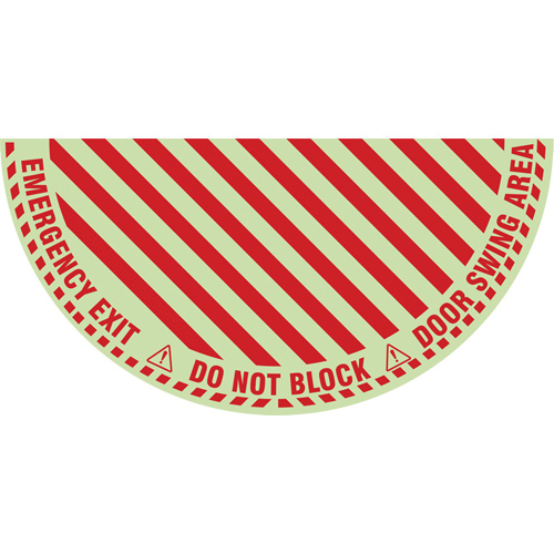Signalisation au sol ?Emergency Exit? (sortie de secours) pour porte battante en demi-cercle, Adh&eacute;sif, Anglais avec pictogramme R.M.G. Prévention