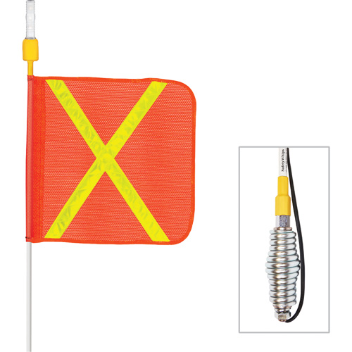 Safety Whip&reg; All-Weather Super-Duty Warning Whips with Constant LED Light, Spring Mount, 3' High, Orange with Reflective R.M.G. Prévention
