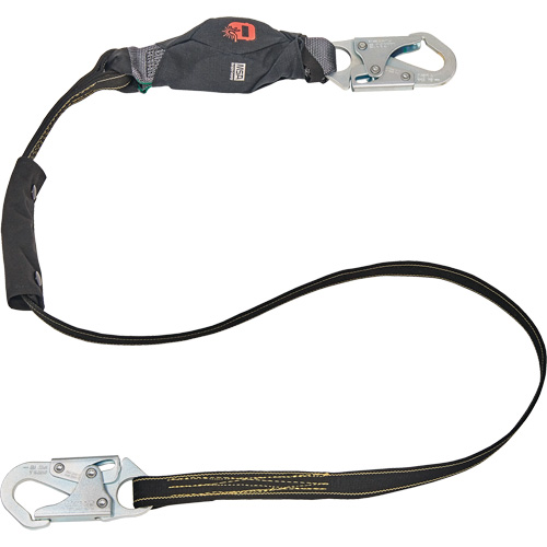 Anti-Corrosion Energy Absorbing Lanyard, 6', Rebar Hook Center, Snap Hook Leg Ends, Polyester R.M.G. Prévention