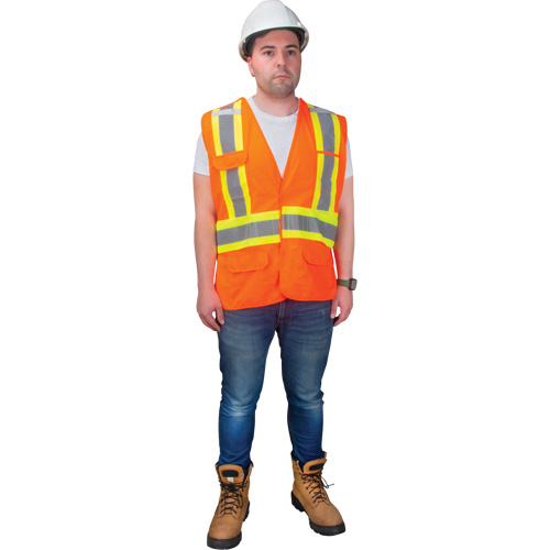 CSA-Compliant High-Visibility Surveyor Vest, High Visibility Orange, Large, Polyester R.M.G. Prévention