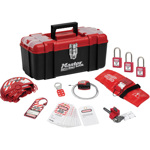 Trousse de cadenassage standard avec cadenas en thermoplastique Zenex, Ensemble Vanne, 13 composants compris R.M.G. Prévention