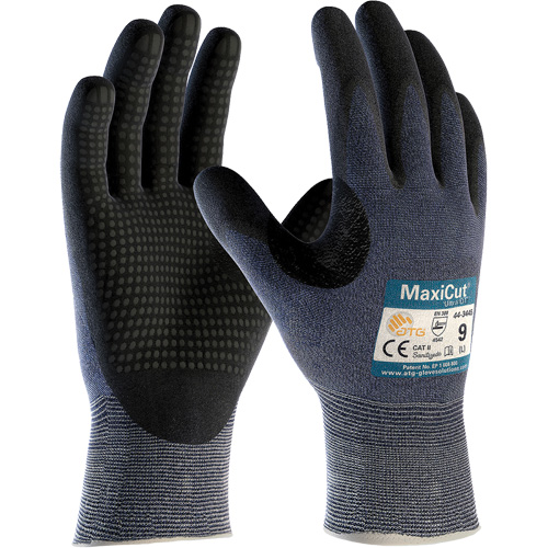 Gants ATG MaxiCut Ultra DT, Taille Grand, Calibre 15, Rev&ecirc;tement Nitrile, Enveloppe en Fil technique, ASTM ANSI niveau A3/EN 388 niveau 5/EN 388 niveau C R.M.G. Prévention