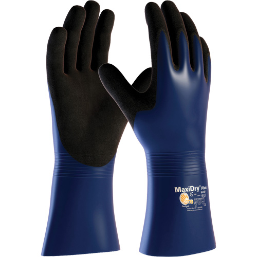Gants r&eacute;sistant aux produits chimiques et aux coupures ATG MaxiDry Plus, Grand, R&ecirc;vetement Nitrile, Enveloppe en Nylon/&eacute;lasthanne R.M.G. Prévention
