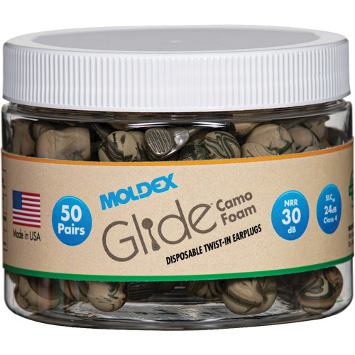 Glide&reg; Camo Foam Earplugs, Bulk - Canister R.M.G. Prévention