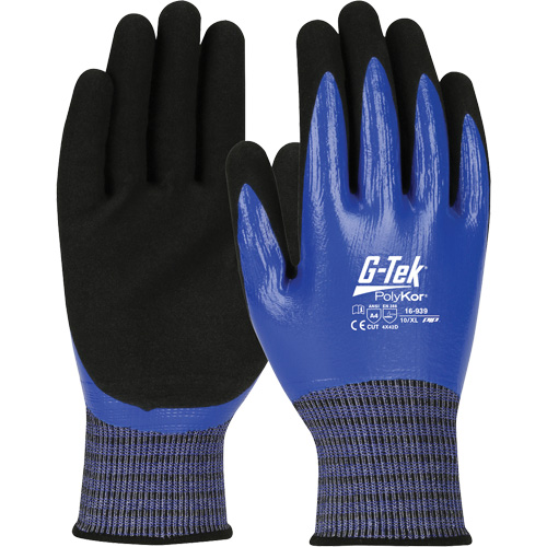 Gants r&eacute;sistants aux coupures G-Tek PolyKor X7, Taille Petit, Calibre 18, Rev&ecirc;tement Nitrile, Enveloppe en Fil technique, ANSI/ISEA 105 niveau 4 R.M.G. Prévention