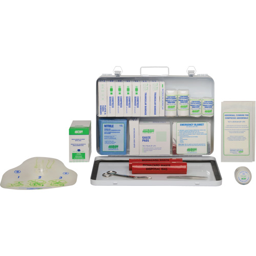 Trousse de premiers soins, R&eacute;pond &agrave; la norme CSA Z1220-17 type 2 environnements &agrave; faible risque, Moyen (26-50 travailleurs) R.M.G. Prévention