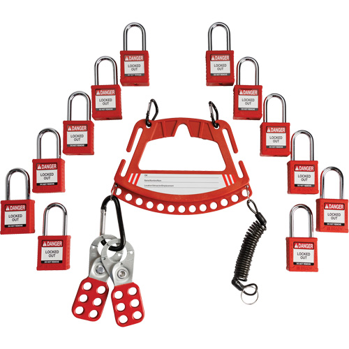 Lock & Tag Carrier with Keyed Different Nylon Safety Lockout Padlocks R.M.G. Prévention
