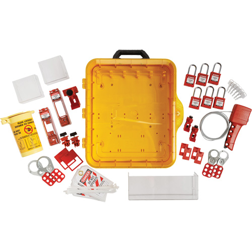 Station de cadenassage &eacute;lectrique avec cadenas de s&eacute;curit&eacute; en nylon &agrave; cl&eacute; identique, Cadenas Plastique, Capacit&eacute; de 55, Cadenas Compris R.M.G. Prévention