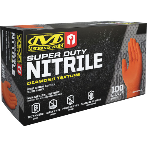Super Duty Disposable Gloves, 9/Medium, Nitrile, 8-mil, Powder-Free, Orange R.M.G. Prévention