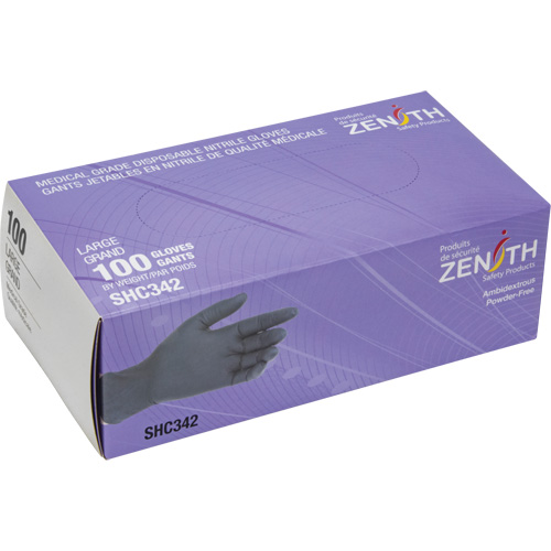 Medical Grade Disposable Gloves, Large, Nitrile, 6-mil, Powder-Free, Black, Class 2 R.M.G. Prévention