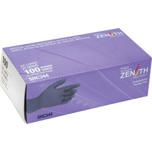 Medical Grade Disposable Gloves, 2X-Large, Nitrile, 6-mil, Powder-Free, Black, Class 2 R.M.G. Prévention