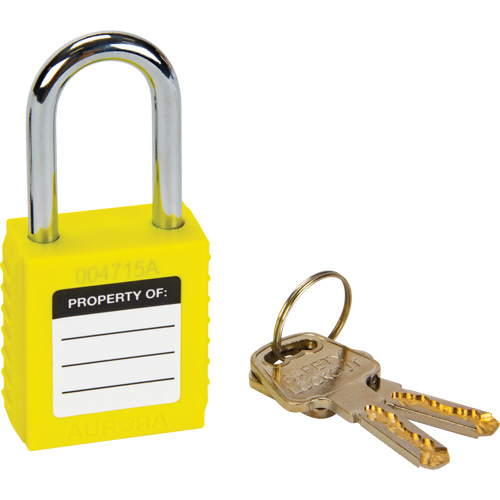 Verrouillage pour les consignations, Cadenas de s&eacute;curit&eacute;, Cl&eacute;s diff&eacute;rentes, Thermoplastique, Largeur de 1-1/2" R.M.G. Prévention