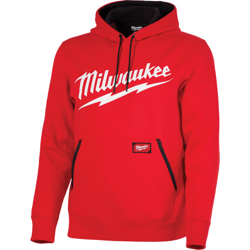 Chandail &agrave; capuchon de poids moyen avec logo Milwaukee, Hommes, Petit, Rouge R.M.G. Prévention
