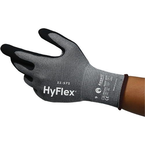 Gants anti-coupures HyFlex 11-571, Taille 5, Calibre 15, Rev&ecirc;tement Nitrile, Enveloppe en Nylon/PEHP/Spandex, ASTM ANSI niveau A4/EN 388 niveau D R.M.G. Prévention