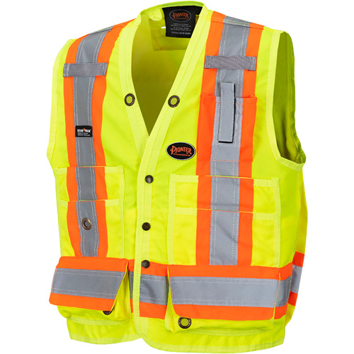 6693 Surveyor's Safety Vest, High Visibility Lime-Yellow, 5X-Large, Polyester R.M.G. Prévention