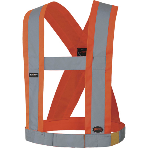 5490 4" Wide Adjustable Safety Sash, Meets/Exceeds CSA Z96 Class 2 - Level 2, High Visibility Orange, Silver Reflective Colour, One Size R.M.G. Prévention