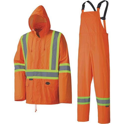 5598 Combinaison de pluie imperm&eacute;able et l&eacute;g&egrave;re, Polyester/PVC, Petit, Orange haute visibilit&eacute; R.M.G. Prévention