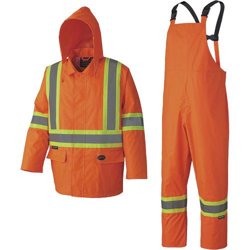 5608 Combinaison de pluie imperm&eacute;able 210D, Polyester/PVC, Petit, Orange haute visibilit&eacute; R.M.G. Prévention